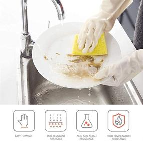 img 1 attached to 🧤 Latex-Free Reusable Dishwashing Cleaning Gloves for Household & Kitchen Cleaning - 2 Pairs (White+Black)