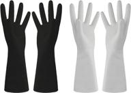 🧤 latex-free reusable dishwashing cleaning gloves for household & kitchen cleaning - 2 pairs (white+black) logo