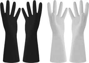 img 4 attached to 🧤 Latex-Free Reusable Dishwashing Cleaning Gloves for Household & Kitchen Cleaning - 2 Pairs (White+Black)