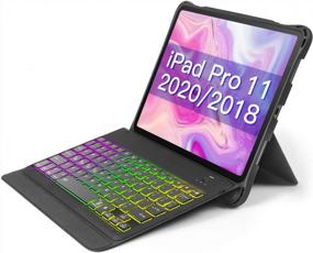 img 4 attached to Inateck iPad Pro 11 Case with Keyboard 2021/2020/2018 - Compatible with 1st, 2nd, and 3rd Generation iPad Pro 11 inch - Backlit Keyboard with Flexible Kickstand - KB02005.