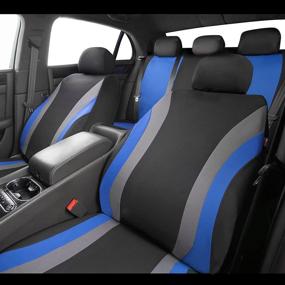 img 3 attached to 🚗 CAR PASS Line Rider Sporty Car Seat Covers Full Set + Waterproof Floor Mats - Universal Fit & Airbag Compatible Combo Set (Black & Blue)