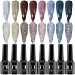 mizhse 8-color reflective glitter gel nail polish set - diamond uv led soak off home manicure salon 10ml logo