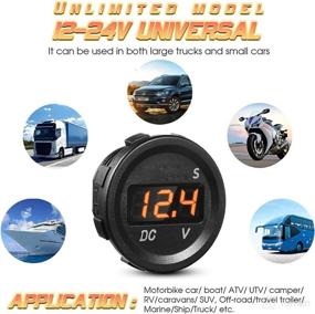 img 2 attached to 2 Pieces DC 12V Car Voltage Gauge LED Display Waterproof Voltmeter Digital Round Panel Voltmeter Compatible With Vehicle Motorcycle Truck Camper ATV UTV Car Boat Marine (Orange Digital)