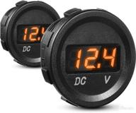 2 pieces dc 12v car voltage gauge led display waterproof voltmeter digital round panel voltmeter compatible with vehicle motorcycle truck camper atv utv car boat marine (orange digital) logo