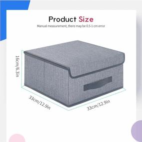 img 3 attached to Onlyeasy Foldable Storage Bins Cubes Boxes With Lid - Storage Box Cube Cubby Basket Closet Organizer Pack Of 2 With Leather Handles For Closet Bedroom, 13" X 13", Linen-Like Grey, MXDLB2P