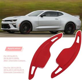 img 3 attached to Red Aluminum Steering Paddle Shifter Extension Cover Trim Interior Accessories for Chevy Camaro 2016-2021, Corvette C7 2014-2019