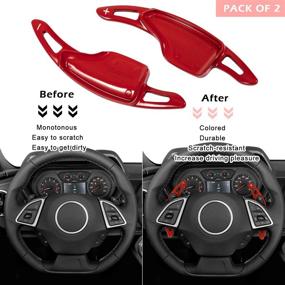 img 2 attached to Red Aluminum Steering Paddle Shifter Extension Cover Trim Interior Accessories for Chevy Camaro 2016-2021, Corvette C7 2014-2019