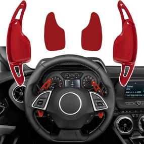 img 4 attached to Red Aluminum Steering Paddle Shifter Extension Cover Trim Interior Accessories for Chevy Camaro 2016-2021, Corvette C7 2014-2019