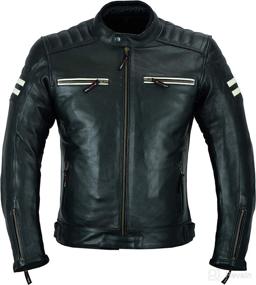 img 4 attached to Motorcycle Armored Leather Jacket MBJ-3026A for Men in Black with Natural Grain and Armor