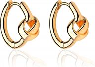 gold plated fettero huggie hoop earrings for women - hypoallergenic, dainty, and stylish - hoop varieties include beaded, circle, spike, snake, heart, lightning, and cz logo