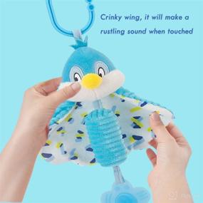 img 1 attached to Colorful Stuffed Baby Rattles with Teether – Perfect for 0-18 Months | Soft Plush Hanging Toy with Wind Chimes | Ideal for Crib, Car Seat, Stroller | Best Newborn Birthday Gift - Set of 2