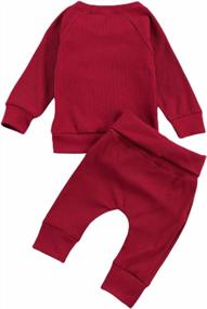 img 3 attached to Newborn Baby Boy Girl Long Sleeve Sweatshirt Top Pants Solid Sweatsuit Fall Winter Outfit Clothes Set