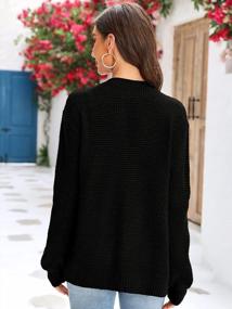 img 3 attached to Women'S V Neck Cardigan Sweater Long Sleeve Soft Knit Tunic Blouse Open Front Button Down Top