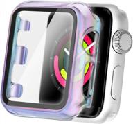 secbolt 40mm protective case compatible apple watch band with built-in tempered glass screen protector for iwatch se series 6/5/4 - translucent colorful logo