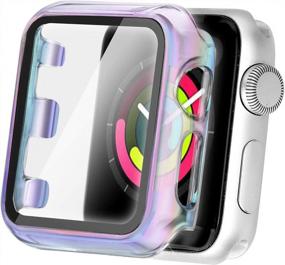 img 4 attached to Secbolt 40Mm Protective Case Compatible Apple Watch Band With Built-In Tempered Glass Screen Protector For IWatch SE Series 6/5/4 - Translucent Colorful
