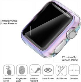 img 2 attached to Secbolt 40Mm Protective Case Compatible Apple Watch Band With Built-In Tempered Glass Screen Protector For IWatch SE Series 6/5/4 - Translucent Colorful