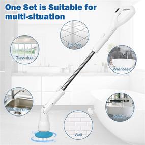 img 2 attached to 🧼 360 Cordless Electric Spin Scrubber Cleaner: Powerful Bathroom Shower Scrubber with Replaceable Brush Heads and Extension Handle