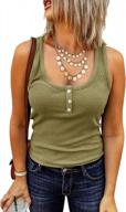 women's scoop neck ribbed knit tank tops - yacooh henley shirts, racerback button sleeveless cami logo