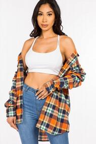 img 2 attached to Chic And Comfortable Women'S Unisex Oversized Plaid Shirts With Long Sleeves And Button-Down Design