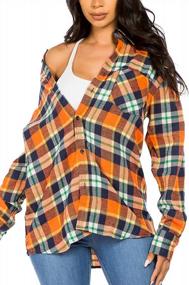 img 4 attached to Chic And Comfortable Women'S Unisex Oversized Plaid Shirts With Long Sleeves And Button-Down Design