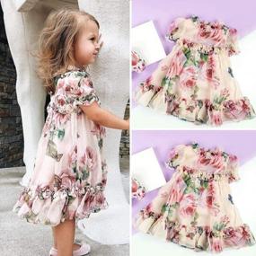 img 3 attached to Adorable Toddler Girls Flower Print Ruffles Princess Dress - KMBANGI Sundress Clothes Outfit