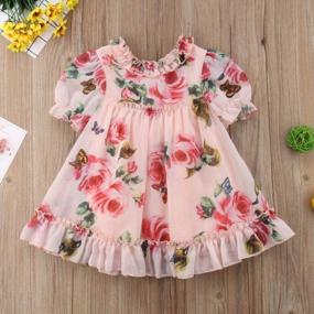 img 2 attached to Adorable Toddler Girls Flower Print Ruffles Princess Dress - KMBANGI Sundress Clothes Outfit
