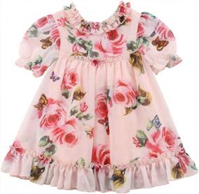 img 4 attached to Adorable Toddler Girls Flower Print Ruffles Princess Dress - KMBANGI Sundress Clothes Outfit
