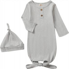 img 4 attached to Newborn Cotton Nightgown Baby Gown Long Sleeve Stripe Sleeping Bags Boy Girl Coming Home Outfit Set