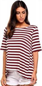 img 2 attached to ELOVER Women'S 3/4 Sleeve Crew Neck T-Shirt Pullover Classic Striped Tassel Tunic Tops M Red