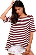 elover женская футболка с круглым вырезом и рукавом 3/4 пуловер классическая полосатая туника с кисточками топы m красный логотип