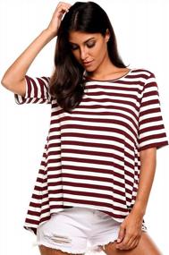 img 4 attached to ELOVER Women'S 3/4 Sleeve Crew Neck T-Shirt Pullover Classic Striped Tassel Tunic Tops M Red