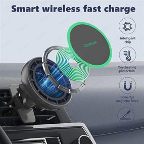 img 1 attached to 🚗 Magsafe Compatible Magnetic Wireless Car Charger Mount for iPhone 13/12/12 Mini/12 Pro/12 Pro Max – 15W Fast Charging, Air Vent Holder with Magnet Accessories for Car Phone