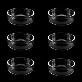 img 4 attached to 🐠 Glass Fish Feeding Bowl + Water Tray Set - 6 Pcs Clear Aquarium Shrimp Food Dish for Pet Feeding Cup