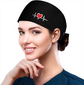 img 4 attached to Fesciory Women'S Adjustable Working Caps With Button & Sweatband - Comfortable Elastic Bandage Tie Back Hats