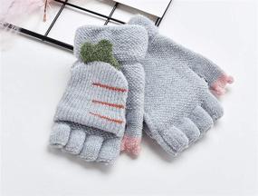 img 3 attached to Toddler Thermal Mittens Knitted Fingerless Girls' Accessories via Cold Weather