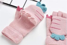 img 1 attached to Toddler Thermal Mittens Knitted Fingerless Girls' Accessories via Cold Weather