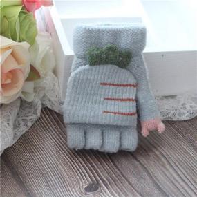 img 2 attached to Toddler Thermal Mittens Knitted Fingerless Girls' Accessories via Cold Weather