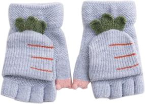 img 4 attached to Toddler Thermal Mittens Knitted Fingerless Girls' Accessories via Cold Weather