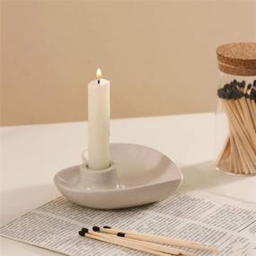 img 4 attached to Minimalist Ceramic Taper Candle Holders - Elegant Candlestick Holder Set For Table Decoration, Weddings, Parties, Living Room And Home Decor