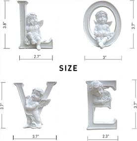 img 1 attached to OwMell Set Of 4 Love Letters Cherub Statues, Words Love Little Angel Figurines For Home Decor, White Resin Paintable Sculptures Decoration 4 Inches