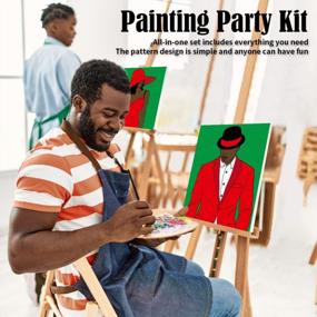 img 2 attached to Couples Paint Party Kit For Adults - 8X10 Pre-Drawn Canvas, Date Night Games For Painting & Sipping, Elegant Ladies And Gentlemen (2 Pack)