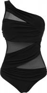 runtlly women's one piece swimsuits one shoulder plus size swimwear bathing suit with see through mesh style логотип