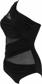 img 2 attached to Runtlly Women'S One Piece Swimsuits One Shoulder Plus Size Swimwear Bathing Suit With See Through Mesh Style
