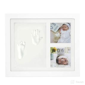 img 3 attached to 👶 Nuby Baby Hand & Footprint Kit with White Wooden Frame - Capture Precious Newborn Moments & Memories, Includes 3x3" Photo Slots & Clay Print Kit for Boys and Girls