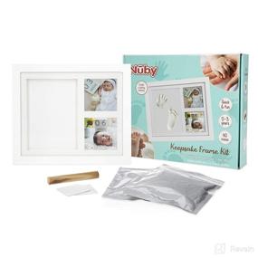 img 1 attached to 👶 Nuby Baby Hand & Footprint Kit with White Wooden Frame - Capture Precious Newborn Moments & Memories, Includes 3x3" Photo Slots & Clay Print Kit for Boys and Girls