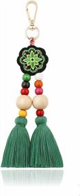 img 3 attached to Add A Pop Of Color To Your Bag With LOXASUM'S Boho Knit Pom Pom Tassel Keychain