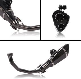 img 1 attached to Kajimotor GY6 Engine 125cc 150cc Scooters Moped ATV Full Slip On Exhaust Header Pipe Silencer Black (XC-10030187) - Efficient Exhaust Muffler System