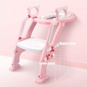img 2 attached to 🚽 GrowthPic Toddler Toilet Training Seat Ladder with Secure Non-Slip Wide Step and Comfort Cushion for Girls featuring Splash Guard (New)