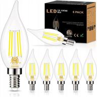 e12 led bulb dimmable 4w 5000k daylight, type b light bulb golspark 60w equivalent, e12 small base candelabra led light bulbs, b11 chandelier candle light bulbs for fan light, flame tip, 550lm, 6 pack логотип