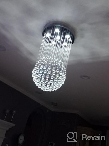 img 1 attached to Saint Mossi Chandelier Modern K9 Crystal Raindrop Chandelier Lighting Flush Mount LED Ceiling Light Fixture Pendant Lamp For Dining Room Bathroom Bedroom Livingroom 6 GU10 LED Bulbs Required H32 X D18 review by Kenneth Broszko